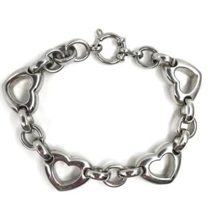 Stainless Steel SMD Chunky Heart L:ink Bracelet Silver Tone metal 7.5"